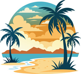 Fototapeta premium Tropical Beach Silhouette 