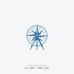 Detailed Vintage Compass Rose Logo,  Classic Circular Logo Design Representing Direction, Discovery, and Global Travel