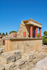 Archaeological site of Knossos with restored structures