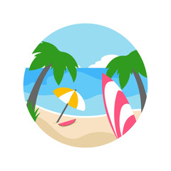 Summer Beach Scenery Illustration