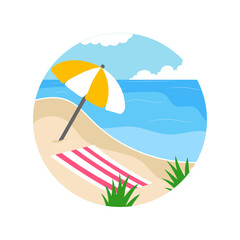 Summer Beach Scenery Illustration