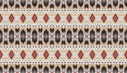 Ikat seamless pattern, geometric design, motif ethnic handmade, Ikat ethnic tribal, boho colors seamless wallpaper. Ethnic Ikat abstract background art.Illustration for greeting cards, printing