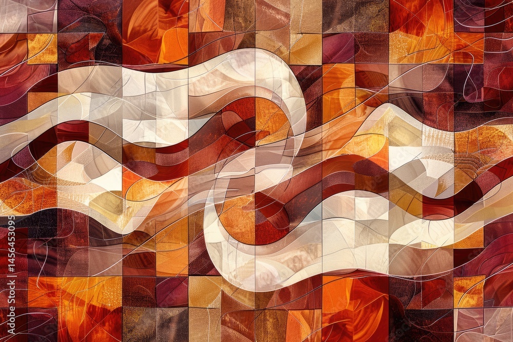 Poster abstract square geometric shapes effect on surface of digital cyber design express scene of cyberspa