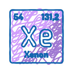 xenon chemical element icon doodle illustration
