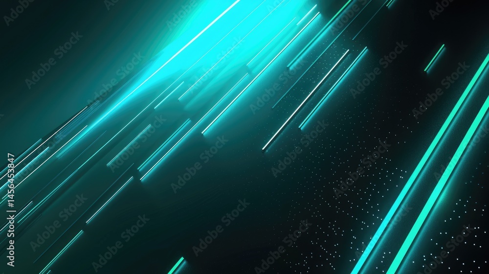 Aufkleber diagonal lines with neon teal glow on dark background. digital artwork for modern and futuristic des