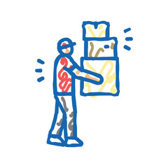 store courier icon doodle illustration