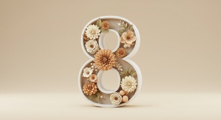 Floral number eight arrangement for creative designs and celebrations theme