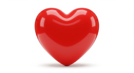 Fototapeta premium Glossy red heart shape isolated on a pristine white background ideal