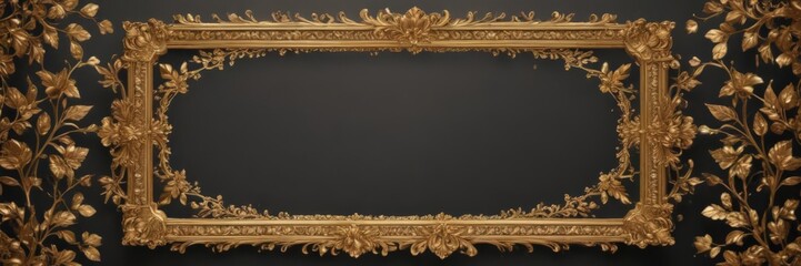 Obraz premium Intricate gold leaf frame, delicate accents, vintage style, baroque, classic, elegant