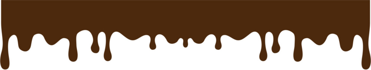 Chocolate drip and splash. Melting chocolate vector background.