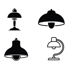 A silhouette of lamp icon vector set on a white background