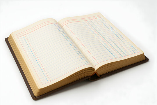 Open ledger book with blank pages for records.