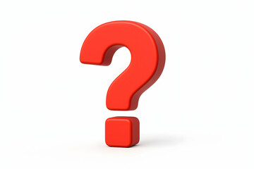 Red question mark symbol on white background.
