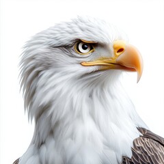 Obraz premium Majestic Bald Eagle Portrait Against White Background