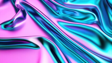 Obraz premium Metallic pink and blue waves curving, blending motion pastel backdrop with fluid, dynamic soft