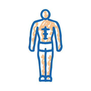 mesomorph male body type icon doodle illustration