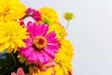 Enhance your home with a lively summer bouquet of Zinnia and Rudbeckia Goldquelle, offering a fresh, colorful display and seasonal elegance