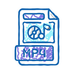 mp4 file format document icon doodle illustration