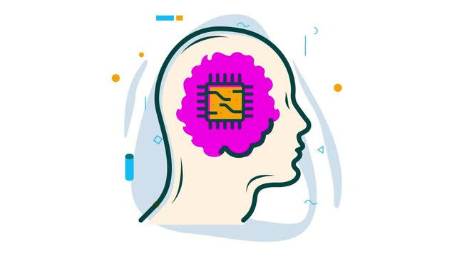 computational neuroscience animation, Microchip Transfer or Electrocorticography animated video Artificial intelligence Clip Natural Language Processing footage Machine Learning motion graphic