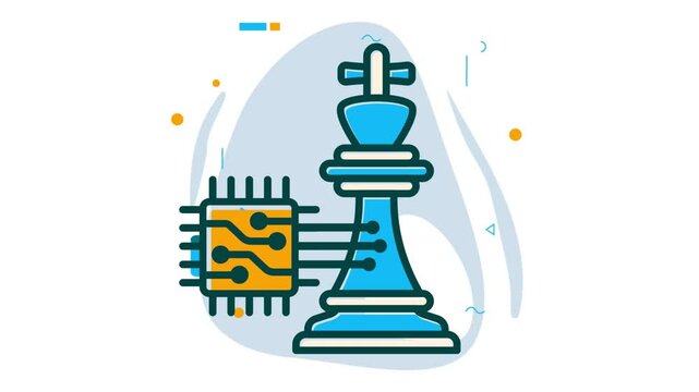 predictable AI opponents player strategies animation, Game playing programs animated video Artificial intelligence Clip Natural Language Processing footage Machine Learning motion graphic