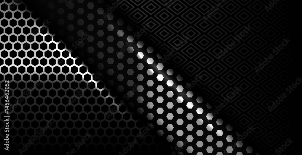 Poster abstract black geometry with hexagon design pattern background