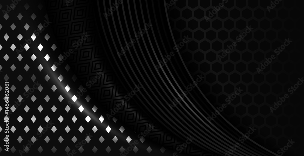 Poster abstract black geometry with hexagon design pattern background
