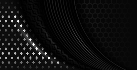 abstract black geometry with hexagon design pattern background