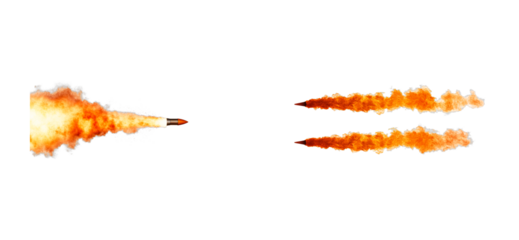 Missile fire trail, launch effect, smoke element, cut out transparent