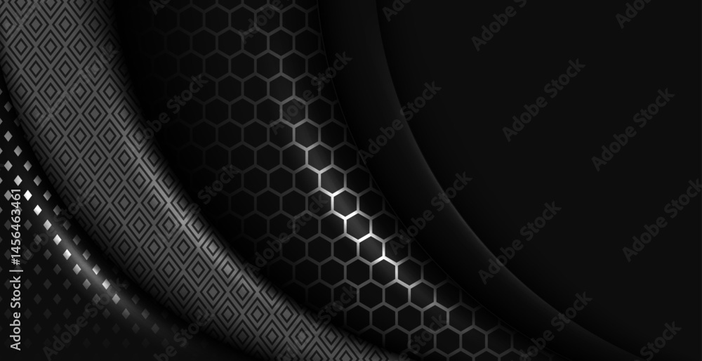 Poster abstract black geometry with hexagon design pattern background