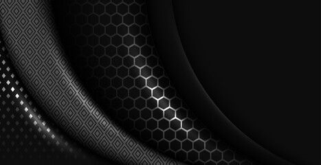 abstract black geometry with hexagon design pattern background