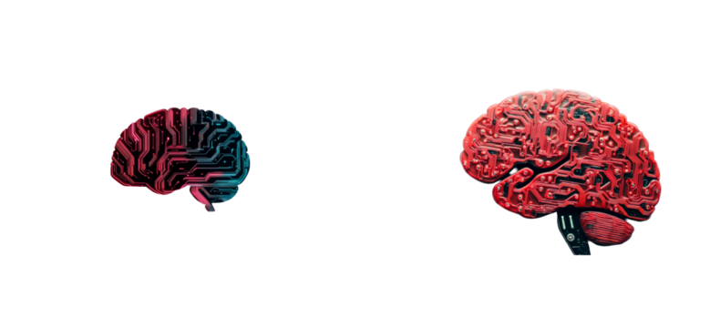 Electronic brains with circuit patterns, technology concept, cut out transparent