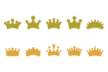 Simple Crown Silhouette Icon Set