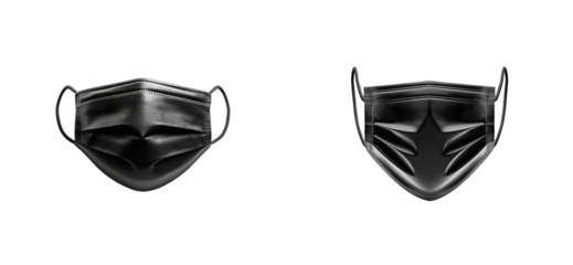 Two Dark Facemasks, Close-up View, Cut out transparent