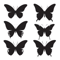 Naklejka premium Vector silhouette set of butterfly on white background