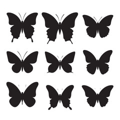 Naklejka premium Vector silhouette set of butterfly on white background