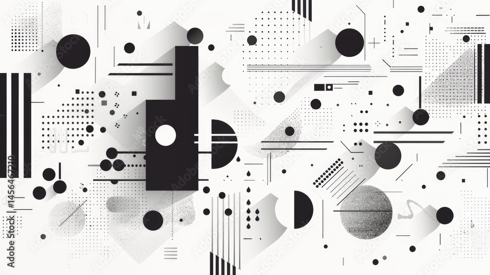 Poster abstract picture black color mixing with white tone create surreal scene. energetic of geometric pat