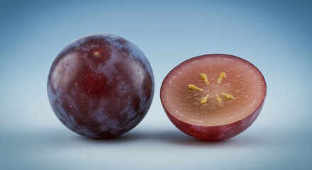 Obraz premium grape, one whole fruit and another cut in half