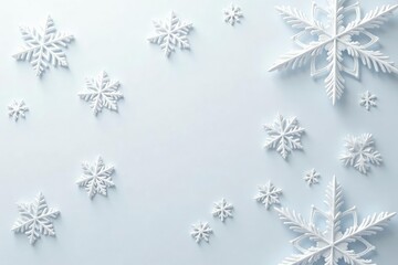 Intricate snowflake pattern on pristine white surface , elegant, detail