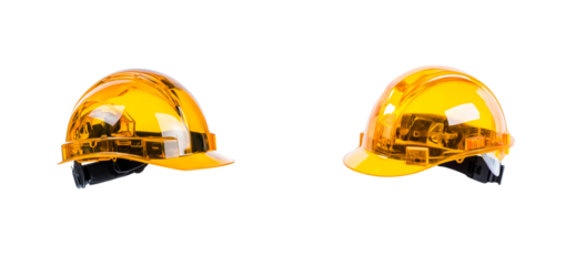 Pair of Yellow Construction Hard Hats, Cut Out Transparent