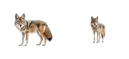Coyote wildlife animal, full body poses, on isolated background, cut out transparent