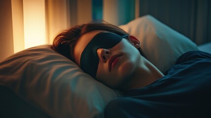 Relaxing slumber in a dimly lit bedroom