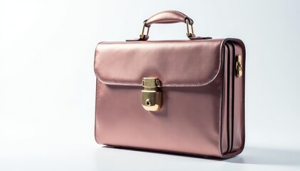 Locked briefcase on white background, metallic gleam , trust, office, deposit