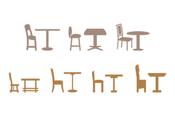 Simple Chair and Table Icon Set