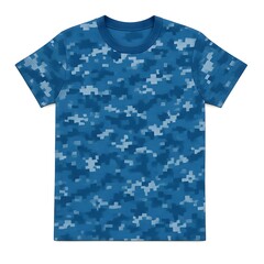 Blue pixel blur army pattern t-shirt for mockup	