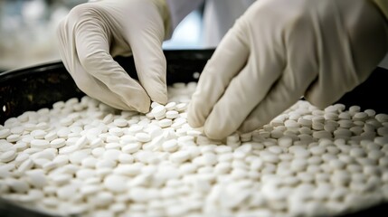 Pharmaceutical pills being handled
