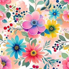 Obraz premium Watercolor floral pattern