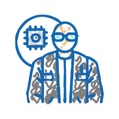electronics engineer worker icon doodle illustration