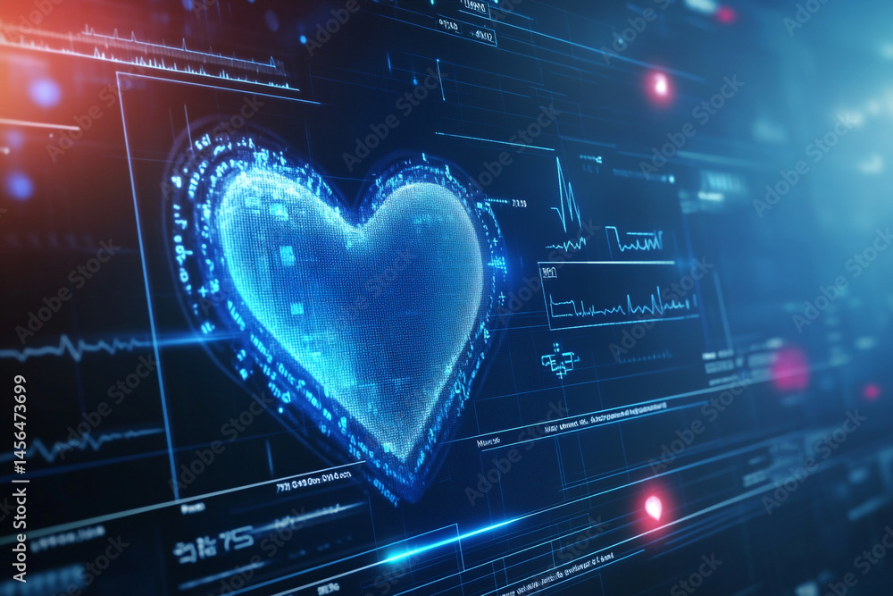 Aufkleber digital heart health monitoring system display showing vital signs and data analysis