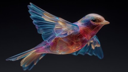 Fototapeta premium Abstract Colorful Bird in Flight Digital Art Vibrant Wings Intricate Design