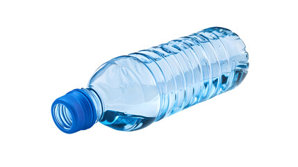 Clear Plastic Bottle of Water on White Background for Refreshment and Hydration